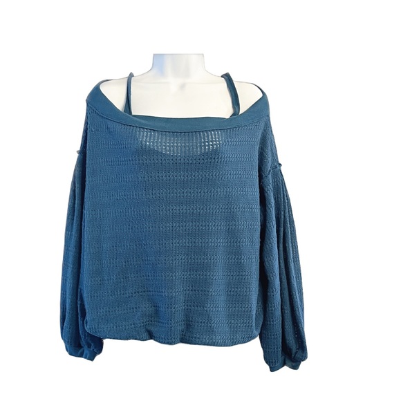 Free People Off Shoulder Sweater with Faux Straps - Picture 2 of 10